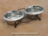 Edelstahl Design-Doppelnapf mit Gestell, 0,44l