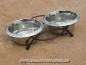 Preview: Edelstahl Design-Doppelnapf mit Gestell, 0,85l
