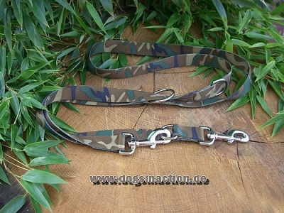 Camouflage Woodland Doppelführleine 13mm x 200cm