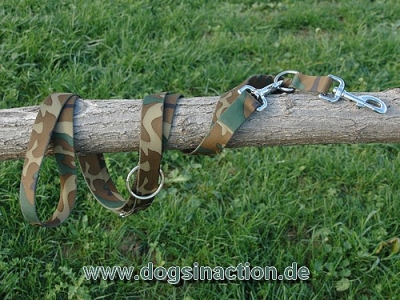 Camouflage Woodland Doppelführleine 13mm x 200cm