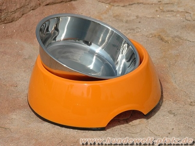 Edelstahl Design-Napf 700ml, mit Melamingehäuse Orange