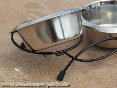Edelstahl Design-Doppelnapf mit Gestell, 0,85l
