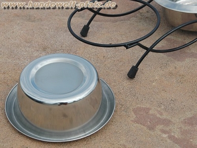 Edelstahl Design-Doppelnapf mit Gestell, 0,85l