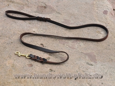 Preview: Fettlederleine Exclusiv, Haken Messing, 14mm x 155cm