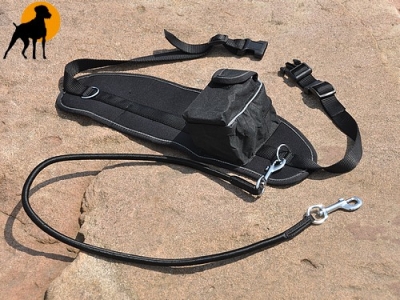 Doggy-Jogger Nylon-Bauchgurt mit flexibler Leine, schwarz