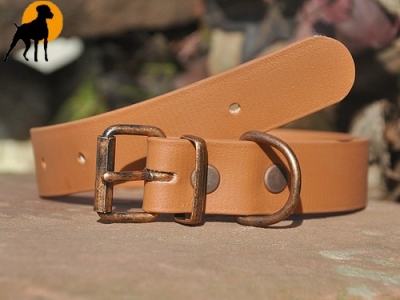HWP Biothane Beta Antik Halsband 25mm x 35cm, Hellbraun