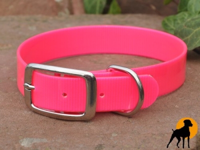 Biothane Crystal Halsband mit Dornschnalle, 25mm x 65cm, Pink