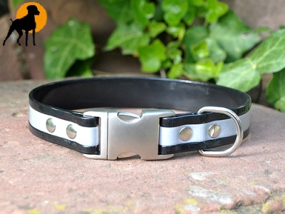 HWP Biothane Reflect HB 25mm mit Alu-Verschluß, Schwarz