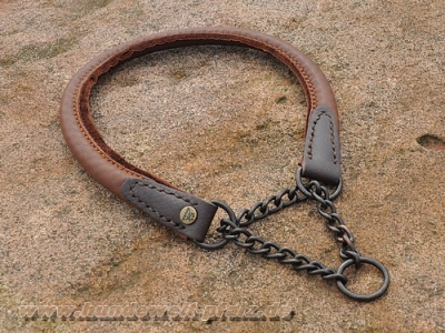 AKAH Elchleder-Kettenhalsband 40cm, Dunkelbraun