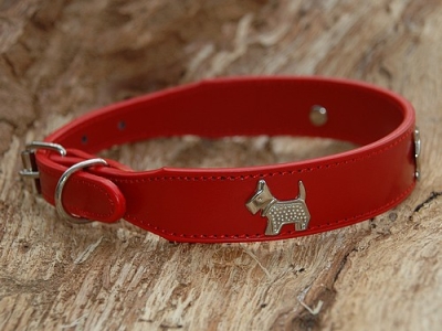 Lederhalsband "Westie", Rot