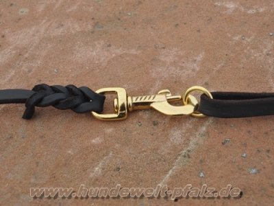 Preview: Fettlederleine, geflochten, 12mm x 135cm mit Ring