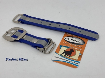 Biothane Beta Reflect Paracord Adapter 25mm mit Dornschnalle rund, chrom