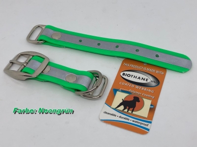 Biothane Beta Reflect Paracord Adapter 25mm mit Dornschnalle rund, chrom