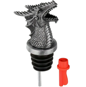 Glasflaschen-Ausgießer / Verschluß Drache, silber