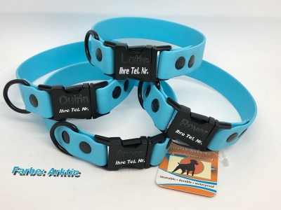 HWP Biothane Beta Maßhalsband 19mm mit Metallschluß und Gravur