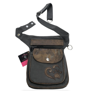 Gürteltasche HUNTING, Canvas, mit Pfote+Herz, Dunkelbraun