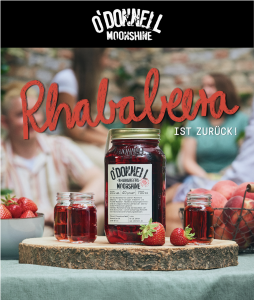 O'Donnell Moonshine Likör Rhababeera (20% vol.), Starter Set mit Ausgießer, 700ml