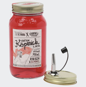 O'Donnell Moonshine Likör Kirsch-Schoko Köpenick-Edition (20% vol.), Starter Set mit Ausgießer, 700ml