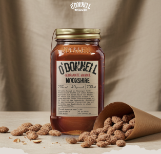 Preview: O'Donnell Moonshine Likör Gebrannte Mandel (20% vol.), Starter Set mit Ausgießer, 700ml