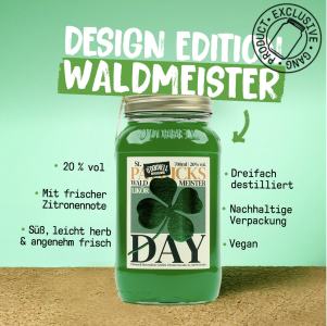 O'Donnell Moonshine Likör Waldmeister St. Patrick´s Day, (20% vol.), 700ml - Glas, OHNE Ausgießer