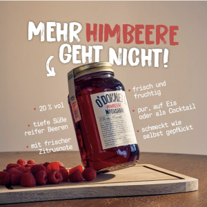 Preview: O'Donnell Moonshine Kombiset Himbeere 20% Vol. 700ml, mit Ausgießer