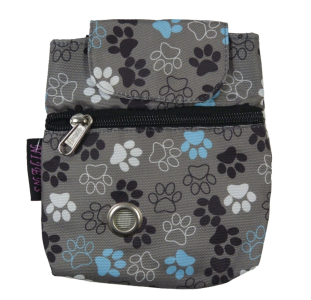 Nijens Baza 71010 Leckerli-Tasche / Hundekotbeutelspender, wasserabweisend, Pfotendesign grau