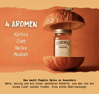 Preview: O´Donnell Moonshine Pumpkin Spice Likör - 20% vol., 700ml, ohne Ausgießer