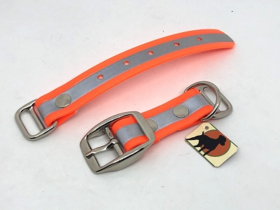 Biothane Reflect Paracord Adapter 25mm mit Dornschnalle rund, chrom