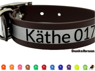 Biothane Beta Reflective Halsband Classic 1, mit Lasergravur, Breite: 25mm