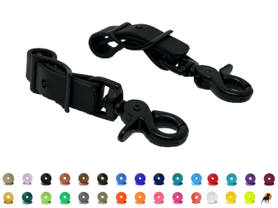 Biothane Beta Steigbügelhalter, Steigbügelaufhänger 16mm, mit Conwayschnalle, Beschläge Schwarz