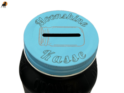 Moonshine Glasaufsatz Spardose mit Lasergravur MOONSHINE-KASSE