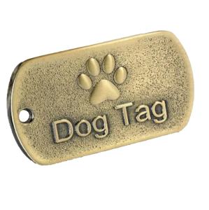 Hundemarke DogTag, ca. 40 x 20mm, Messing, inkl. Gravur