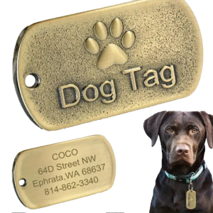 Hundemarke DogTag, ca. 40 x 20mm, Messing, inkl. Gravur