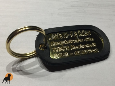 Dog Tag Hundemarke mit Wunschgravur, max. 4 Zeilen, Vergoldet