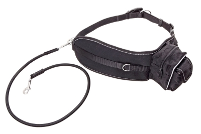 Doggy-Jogger Nylon-Bauchgurt mit flexibler Leine, schwarz