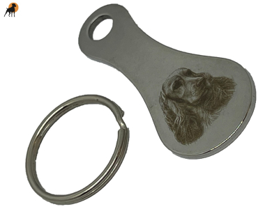 Einkaufswagenlöser, Schlüsselanhänger, Edelstahl, mit Lasergravur: Cocker Spaniel