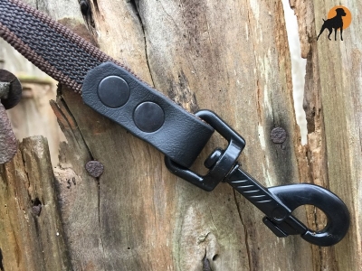 HWP Führleine gummiert 20mm, Karabinerhaken schwarz galvanisiert, Handschlaufe wählbar