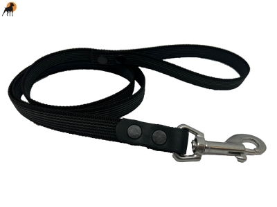 HWP Führleine gummiert 20mm, Karabinerhaken Edelstahl, Handschlaufe wählbar