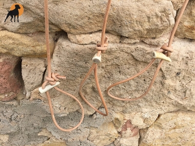 Flüsterleine Trio 5mm x 350cm aus Rundleder, Natur
