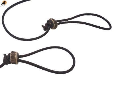 Flüsterleine Twin aus Rundleder, 6mm - für ZWEI Hunde geeignet !