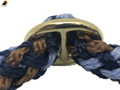 Preview: G1 Tauwerk Halsband Sport Messing15mm mit Zugstop, rund geflochten, Liverpool