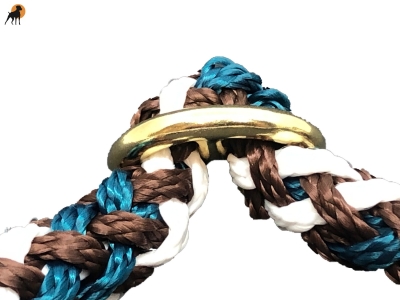 Preview: G1 Tauwerk Halsband Sport Messing15mm mit Zugstop, rund geflochten, Schoko-Minze