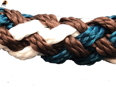 Preview: G1 Tauwerk Halsband Sport Messing15mm mit Zugstop, rund geflochten, Schoko-Minze