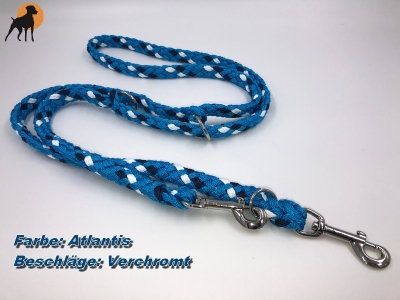 Tauwerk Doppelführleine G2, handgeflochten, 3-fach verstellbar, 12mm x 230cm, Atlantis