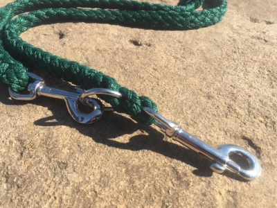 Tauwerk Doppelführleine G2, handgeflochten, 3-fach verstellbar, 12mm x 230cm, Tanne