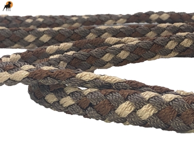 Tauwerk Doppelführleine G2, handgeflochten, 3-fach verstellbar, 12mm x 230cm, Desert
