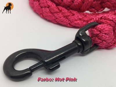 Tauwerk Führleine G2, 12mm mit Handschlaufe, rund geflochten, Karabiner Edelstahl schwarz