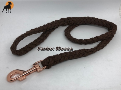 Tauwerk Führleine G2, 12mm mit Handschlaufe, rund geflochten, Karabiner Rosegold