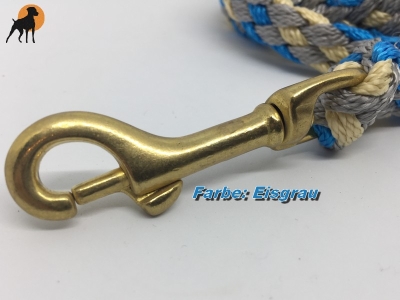 Tauwerk Führleine G2, 12mm mit Handschlaufe, rund geflochten, Karabiner Messing