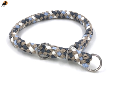 Preview: G2 Tauwerk Halsband Basic, rund geflochten, mit Zugstop, Limestone